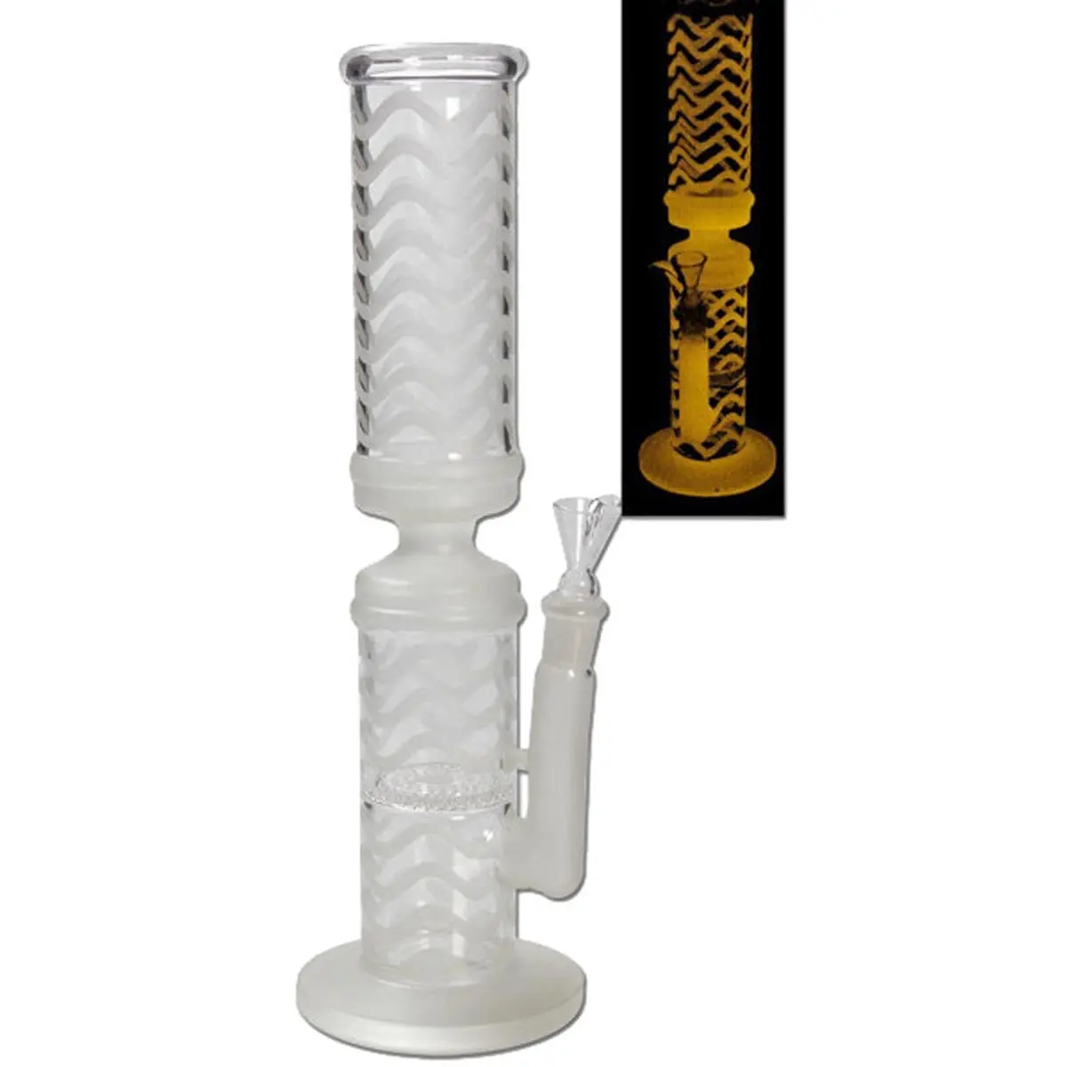 Bong in vetro fosforenscente / Honeycomb 14,5 rosa