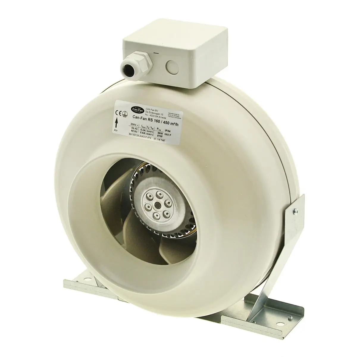 Ventilatore Can-Fan (Ruck) in metallo In-Line RS160 160mm - 450m³/h