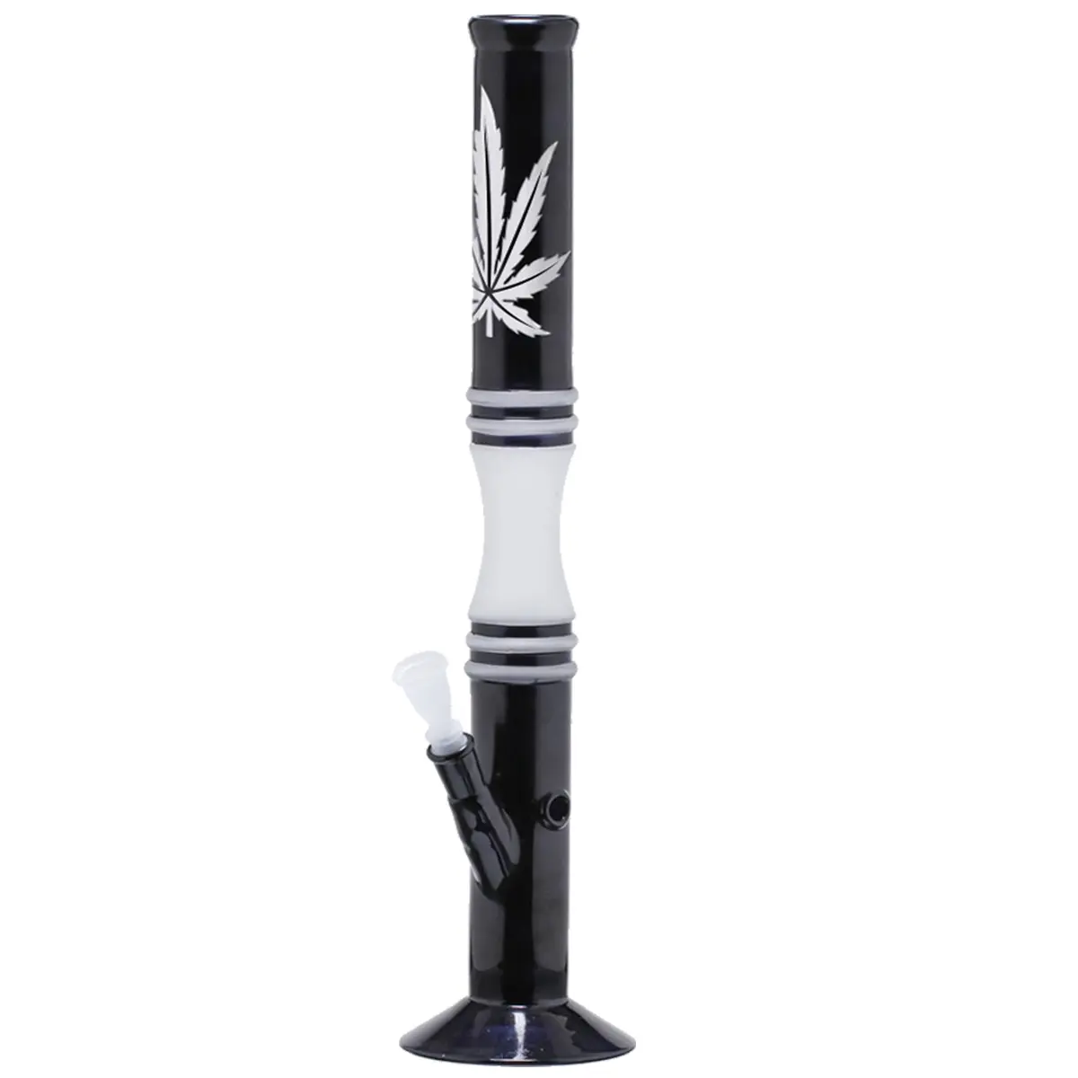 Bong in vetro nero / bianco canapa - 53cm