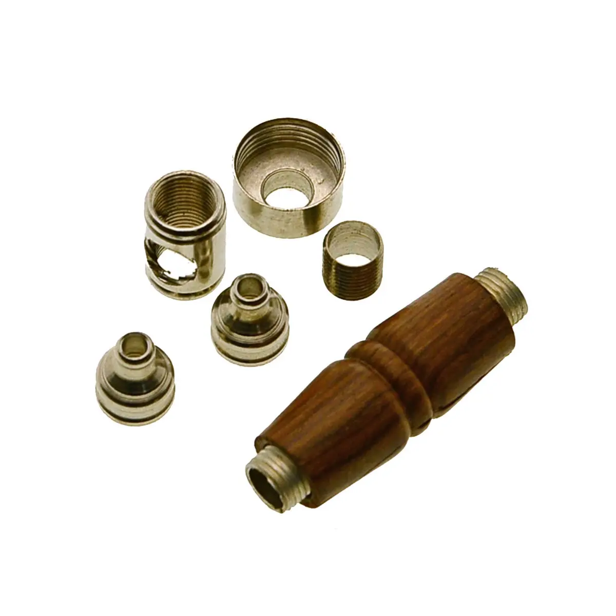 Pipa con manico in legno, braciere in metallo e foro di aria