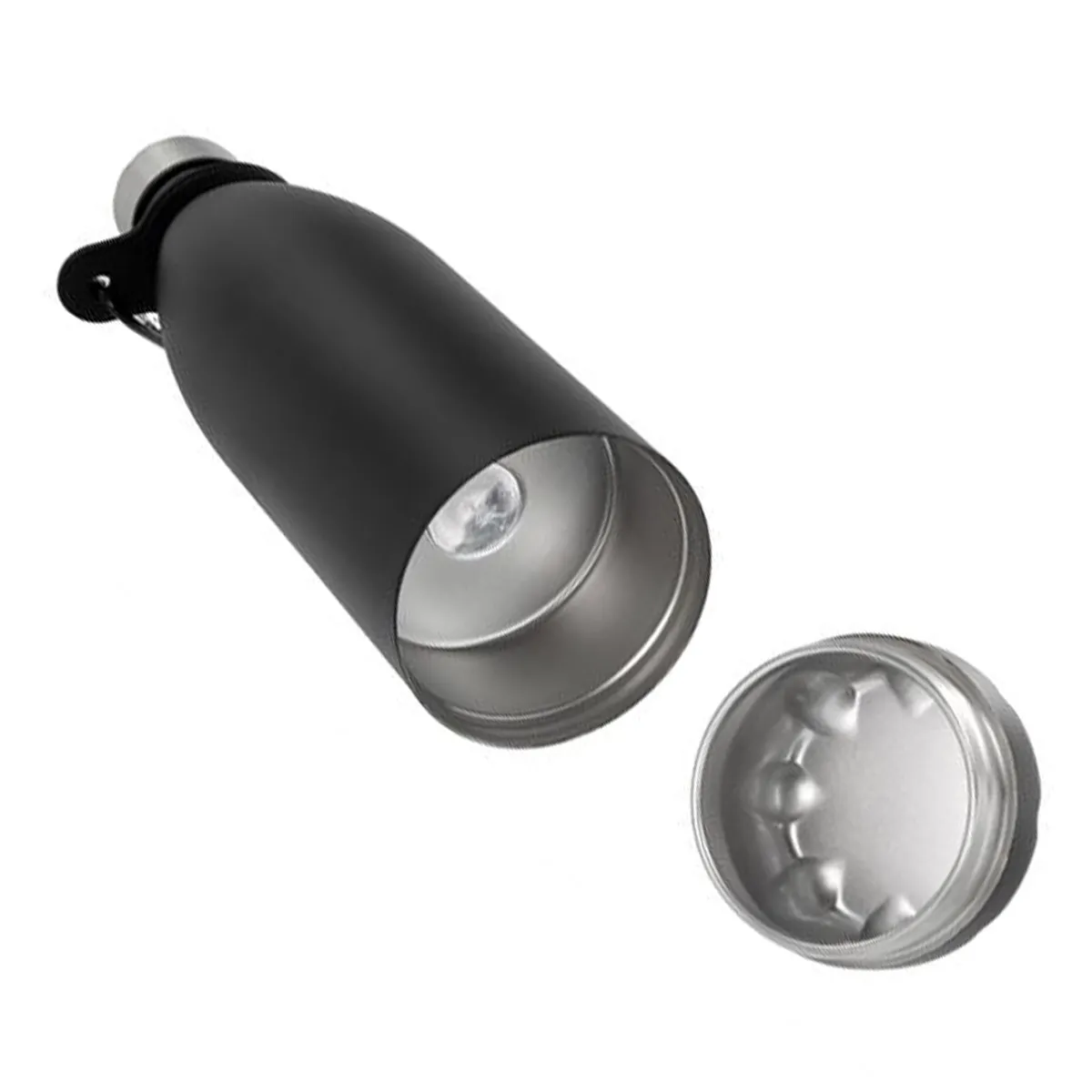 Borraccia in acciaio inox con scomparto nascosto - nero