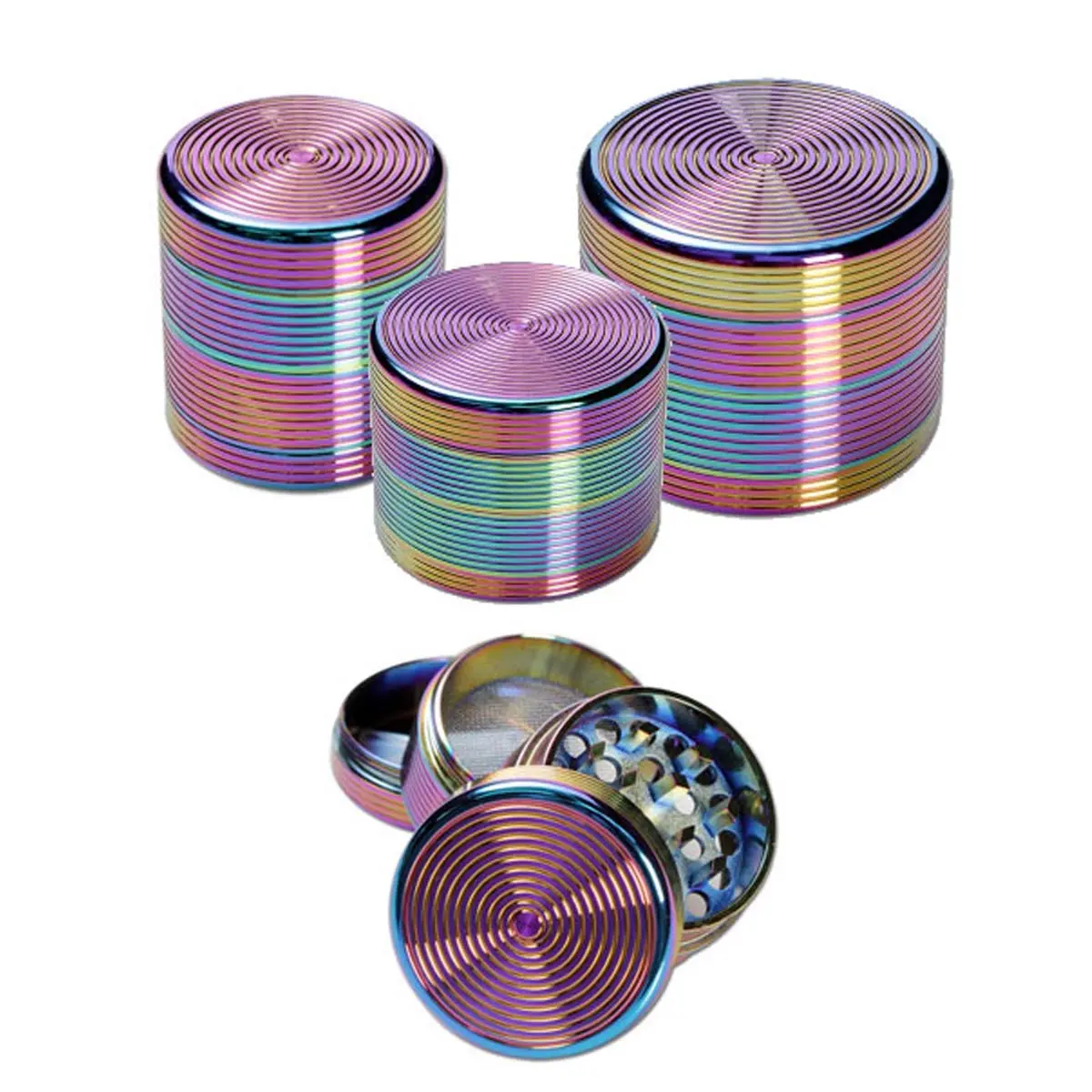 Grinder in metallo - rainbow effect 4 pcs.