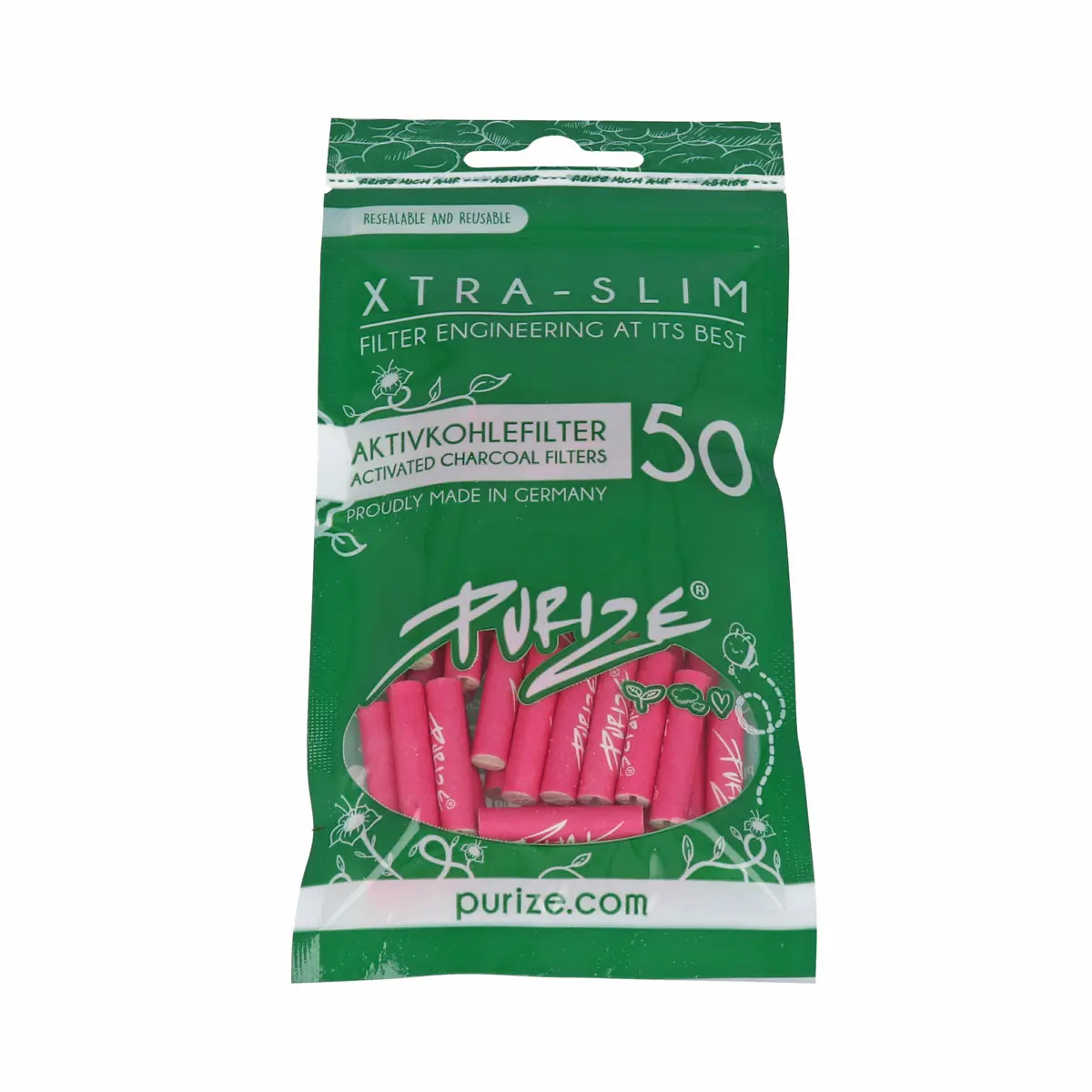Filtro a carbone attivo PURIZE® - XTRA Slim Size Rosa 50pz