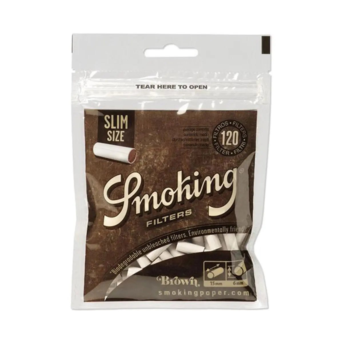 Smoking filtri di sigarette - Brown Unbleached Slim 120 pz.