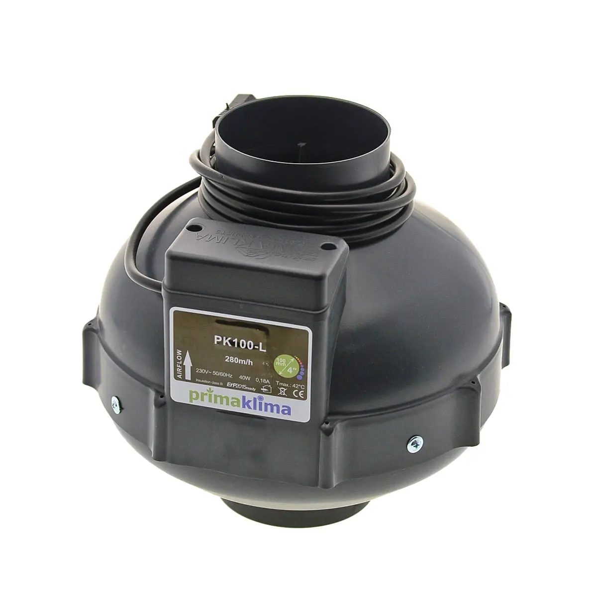 Primaklima Inline ventilatore 100mm - 280 m³/h