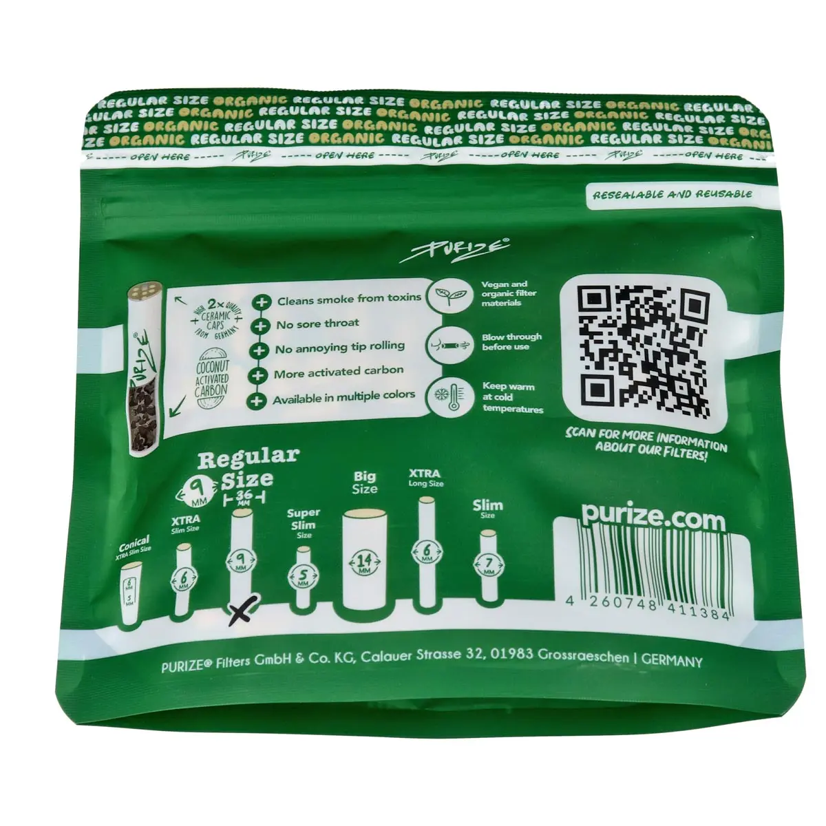 Filtro a carbone attivo PURIZE® - Dimensione regolare 50pz