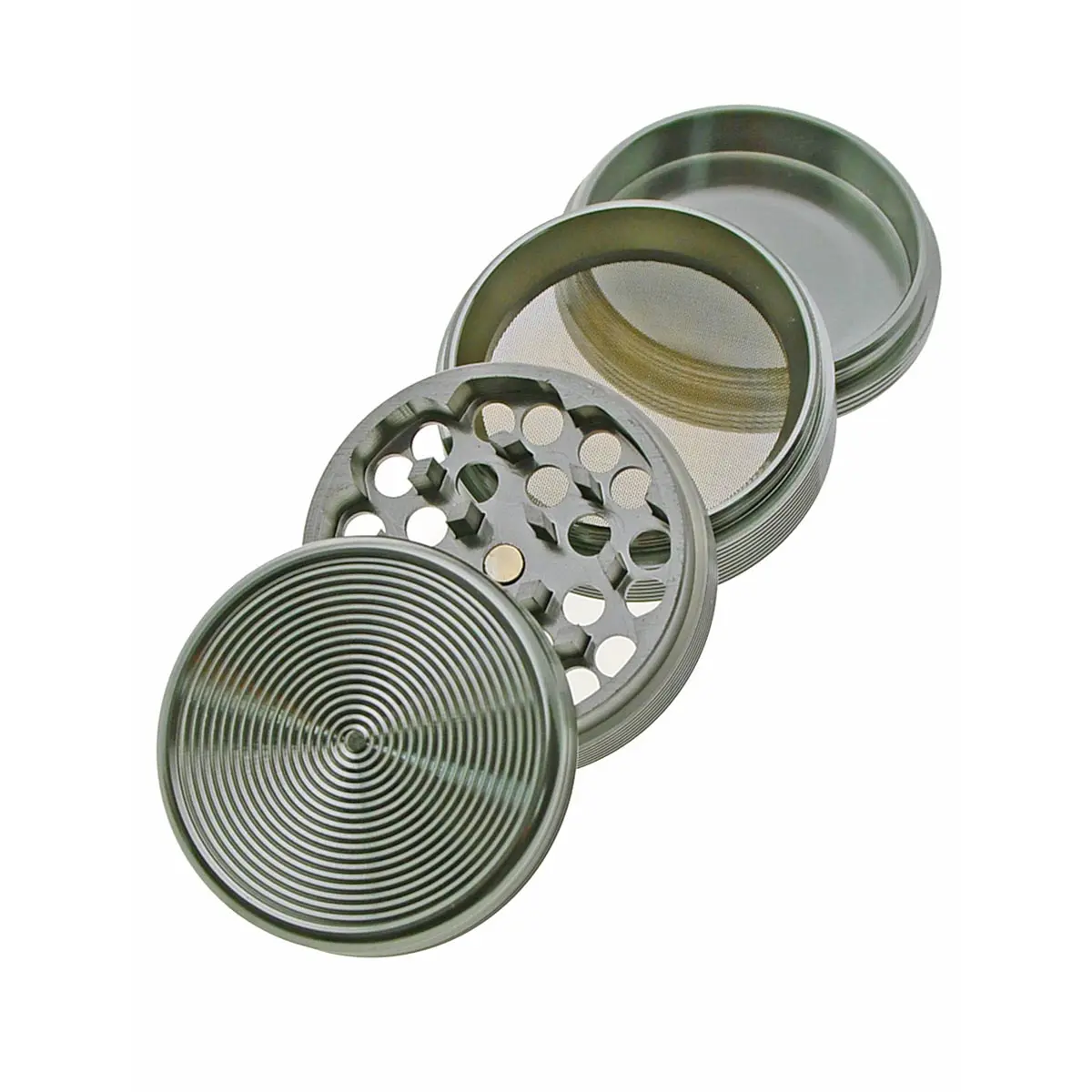 Black Leaf Grinder per polline nero con scanalature grigio