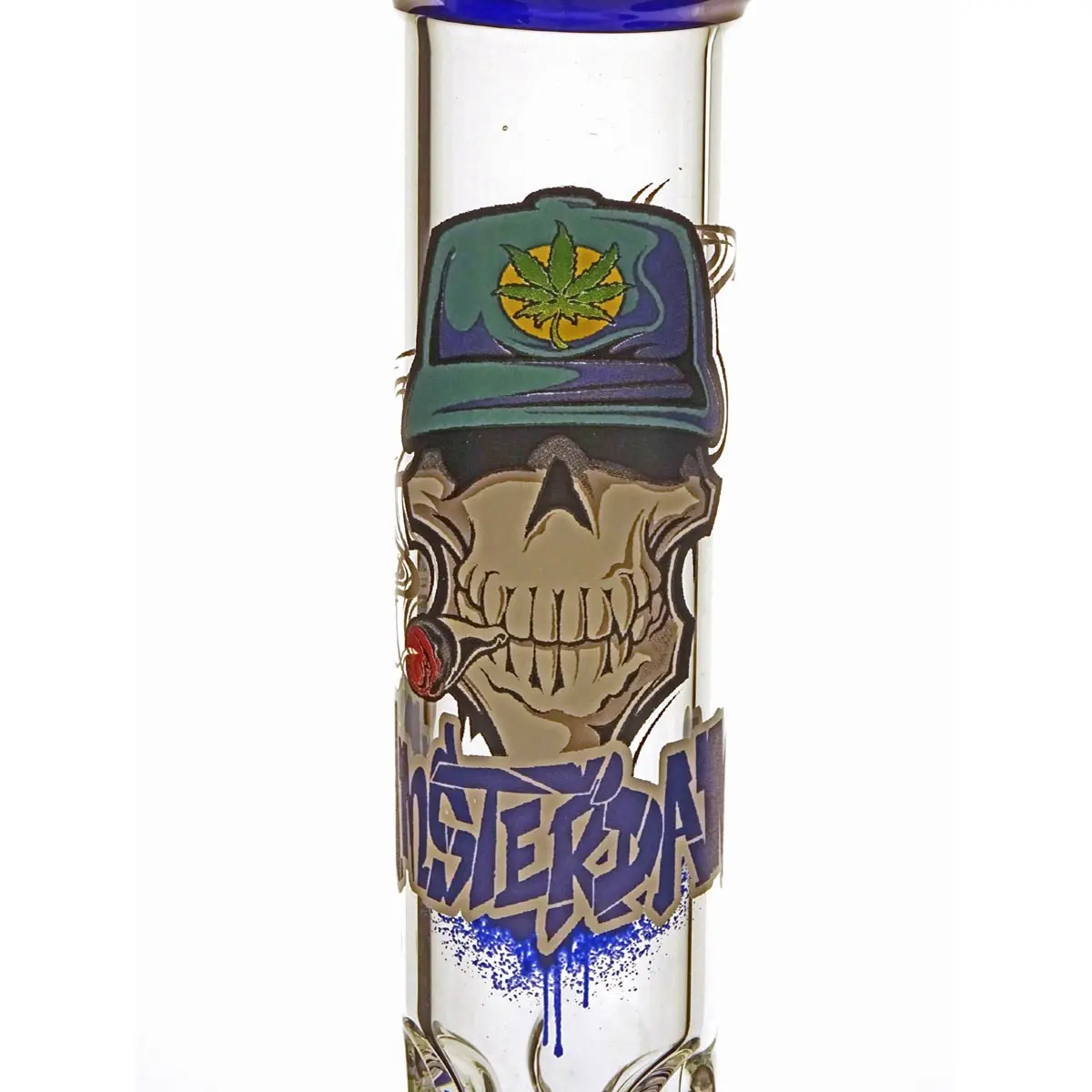 Amsterdam Skull Cone bong con percolatore 18,8 mm, 36cm - Spyral blu