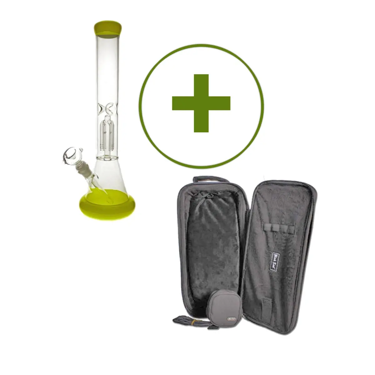 Bong in vetro per ghiaccio. con percolatore giallo + Set di borse