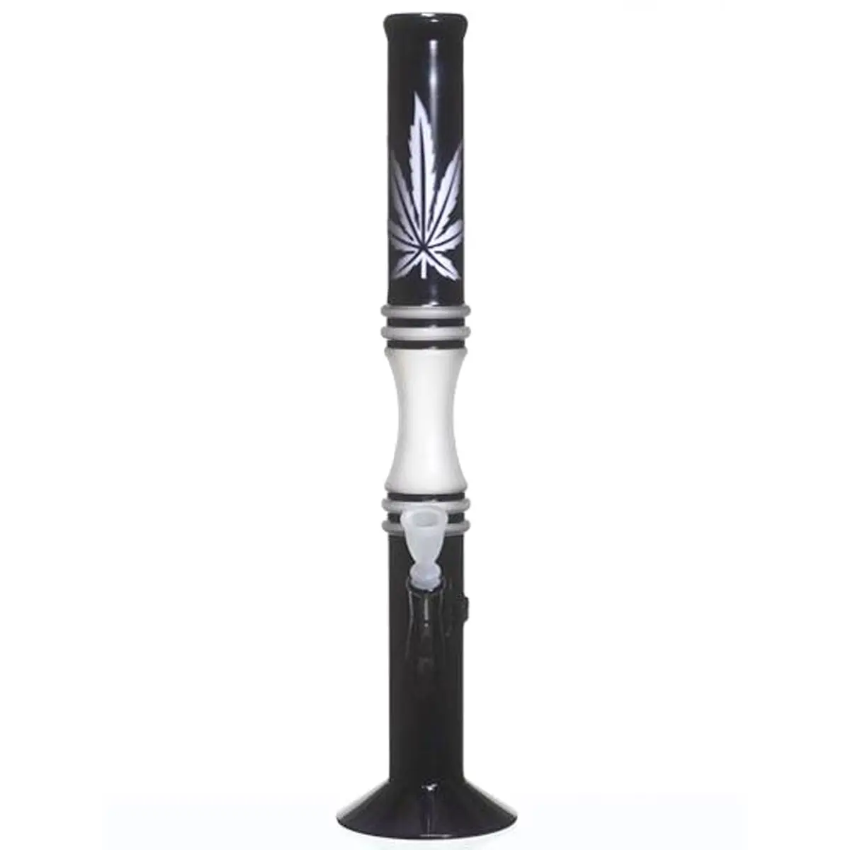 Bong in vetro nero / bianco canapa - 53cm
