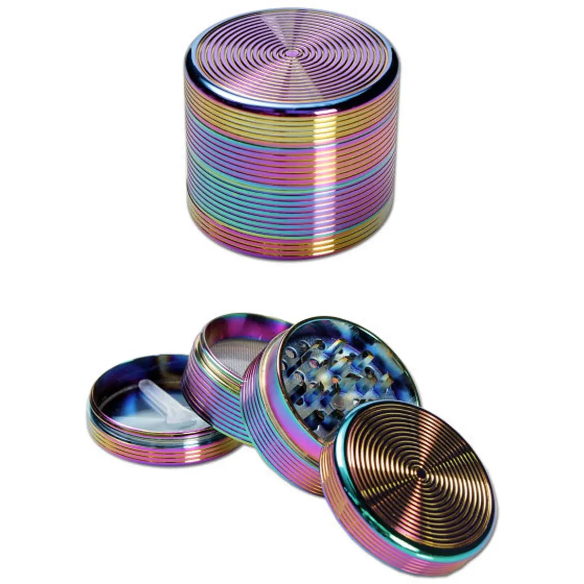 Grinder in metallo - rainbow effect 4 pcs. Ø 55 mm