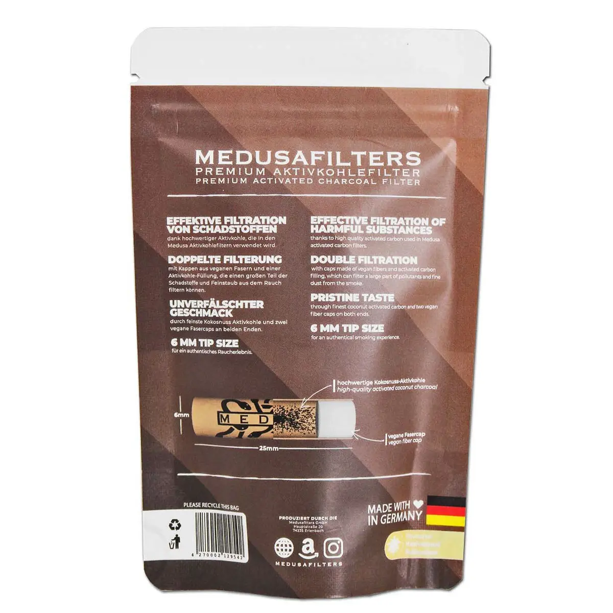 Medusa filtro a carbone attivo 6mm