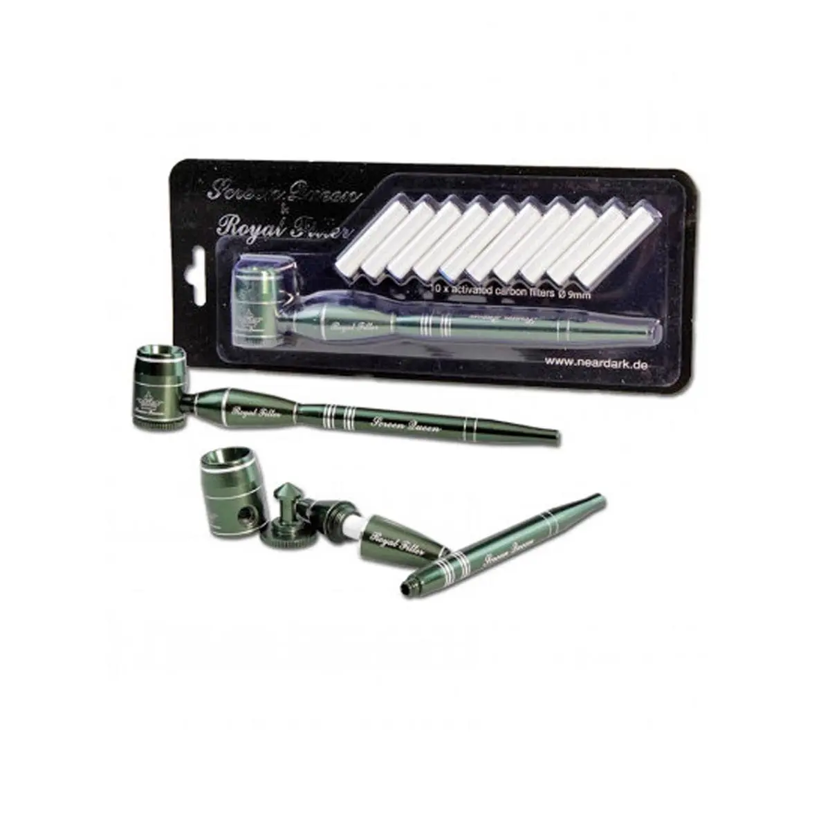 Pipa Screen Queen con adattatore Royal Filter verde