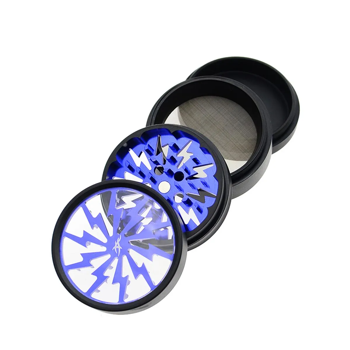 Thorinder grinder con finestra nero / azzurro