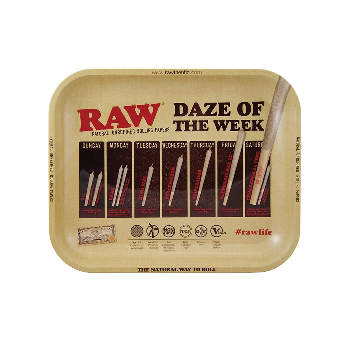RAW Rolling Tray vassoio per rollare Daze of the Week