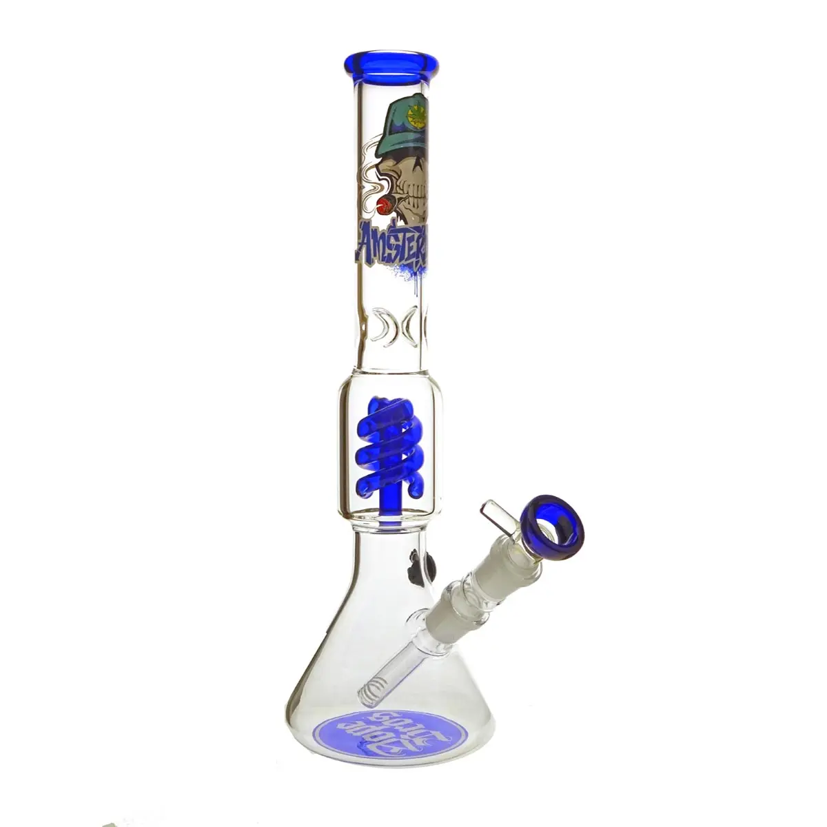 Amsterdam Skull Cone bong con percolatore 18,8 mm, 36cm - Spyral blu