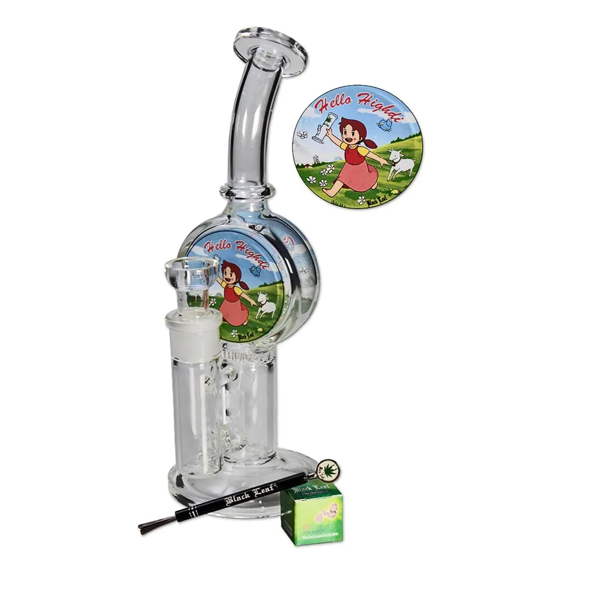Bong in vetro "Hello Highdi" con Honeycomb-Perc