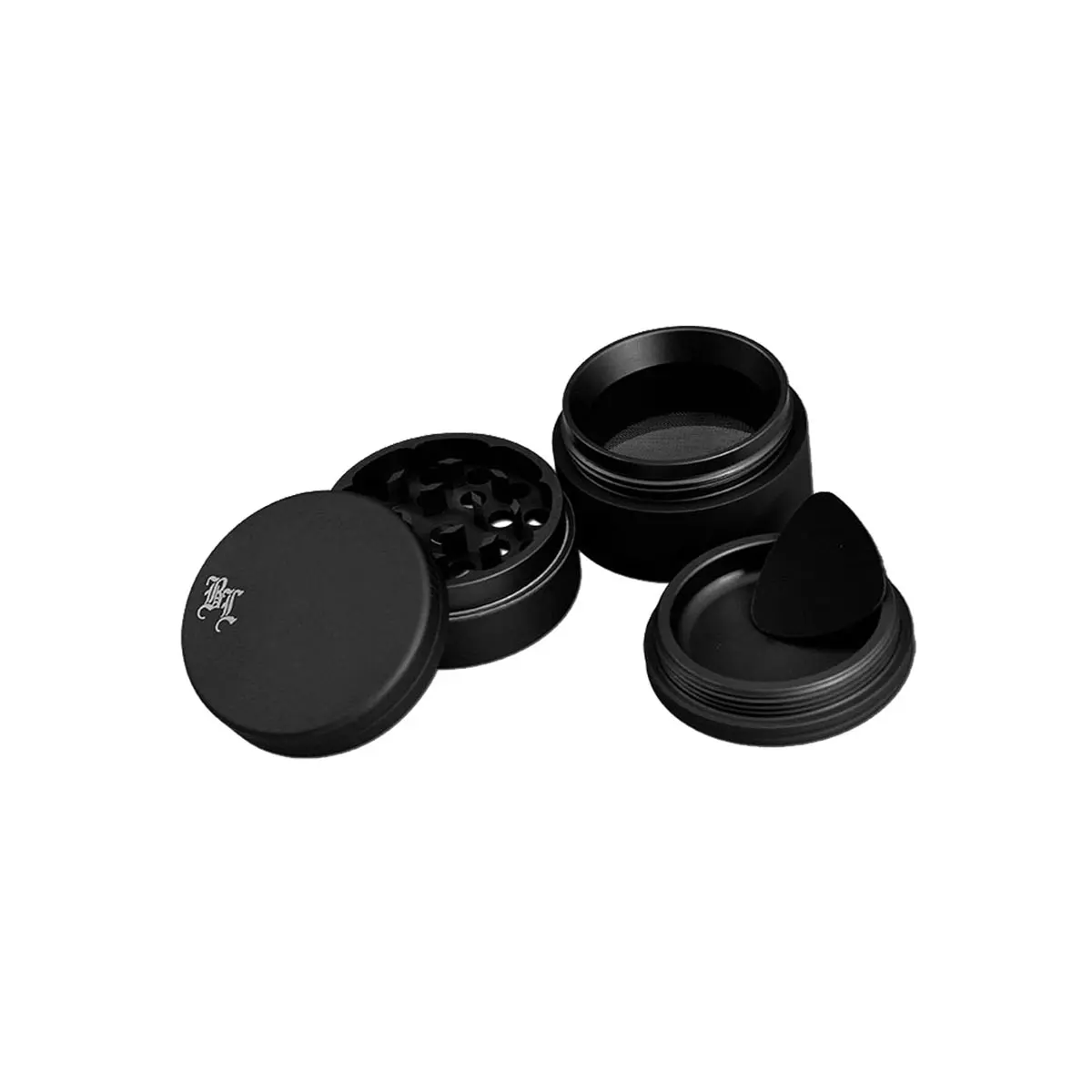 Black Leaf Aluminium Grinder 4 parti opache - nero