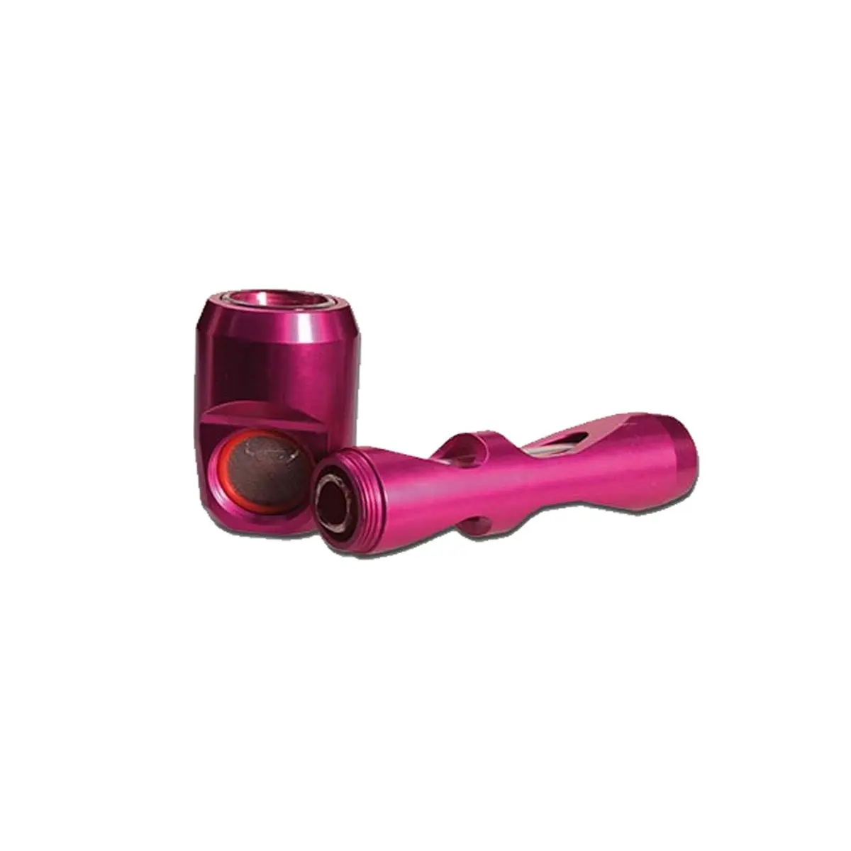 Pipa in metallo „Hammer Pipe“ con inserto in vetro rosso