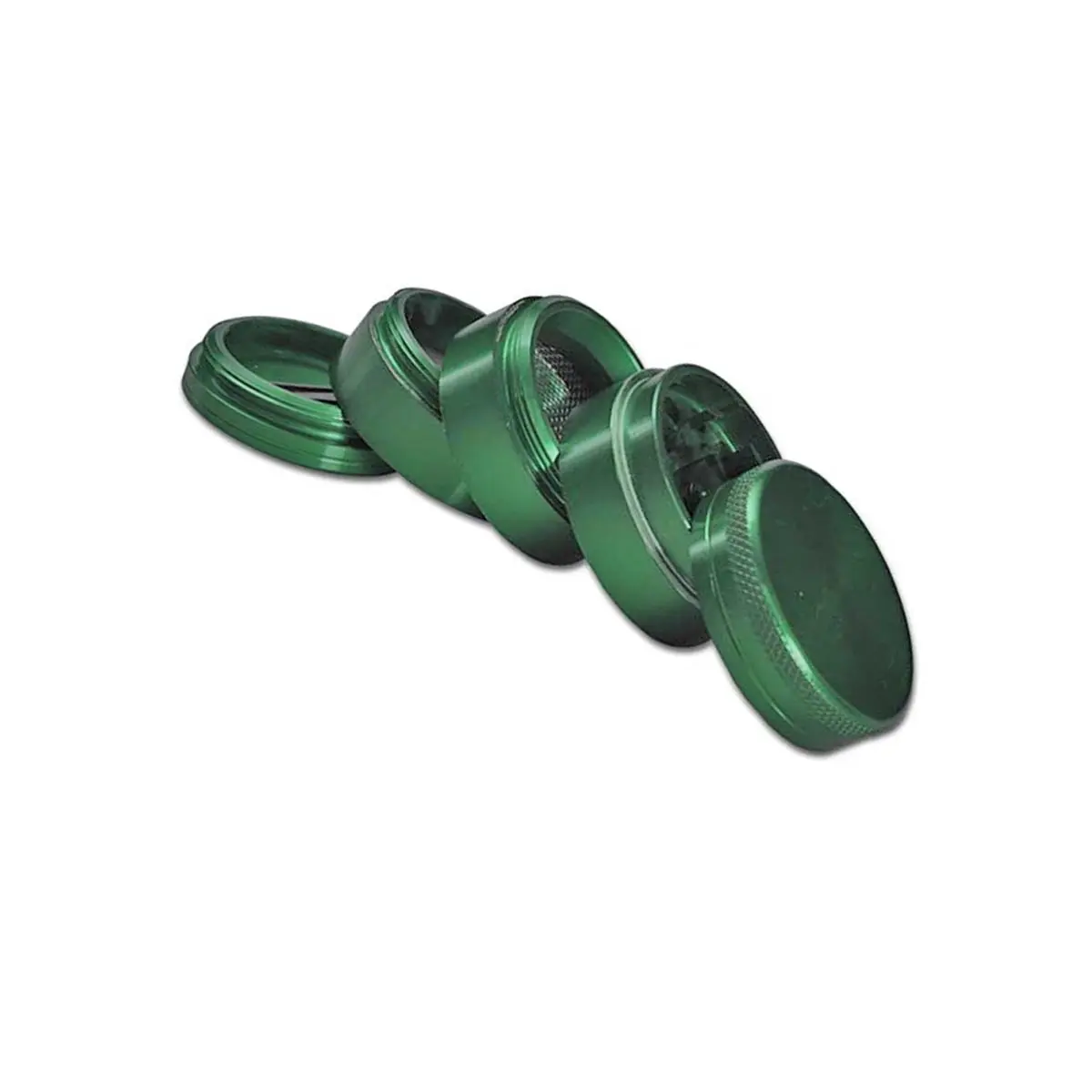 Grinder in alluminio 5 pezzi con doppio setaccio verde
