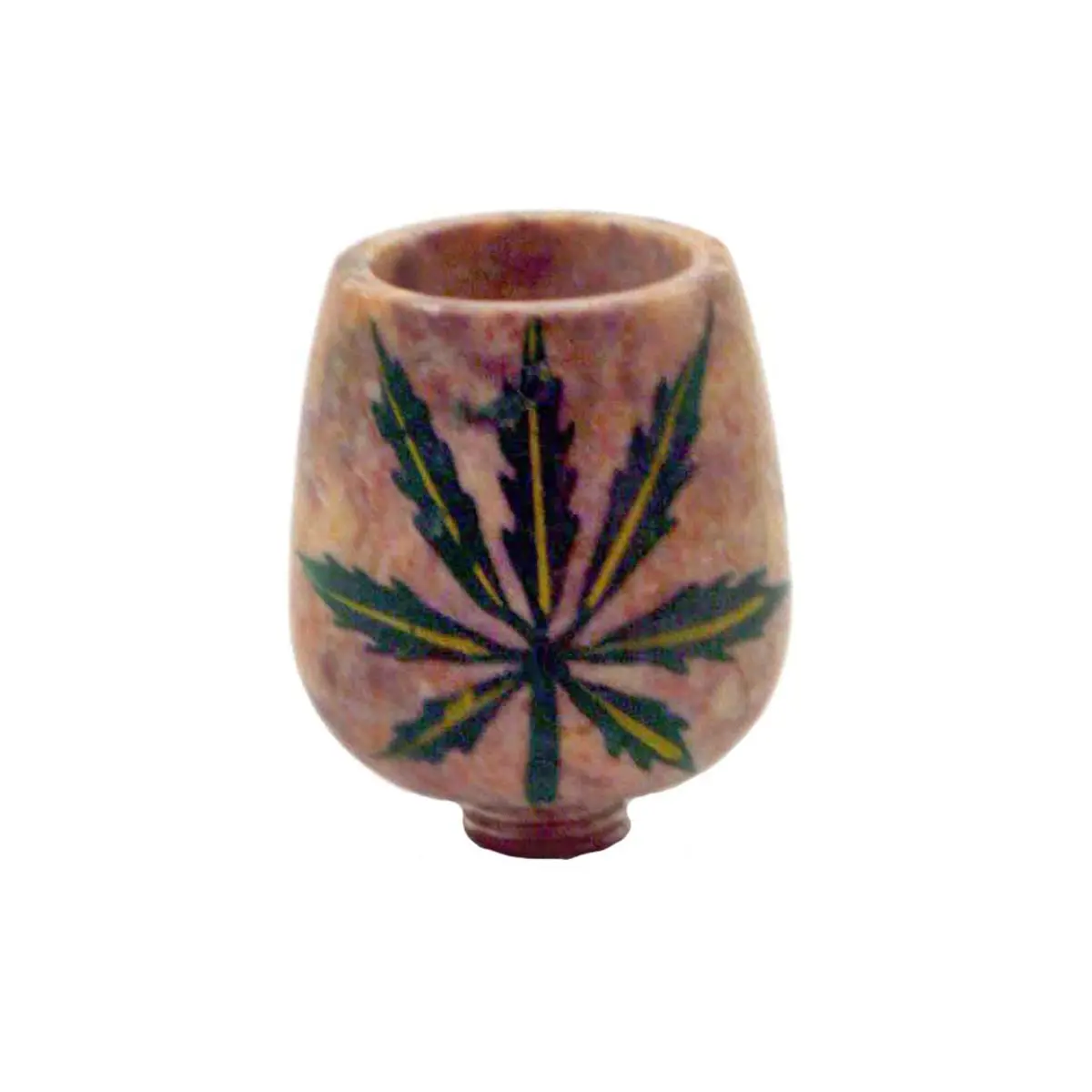 braciere in pietra medio con foglia di canapa