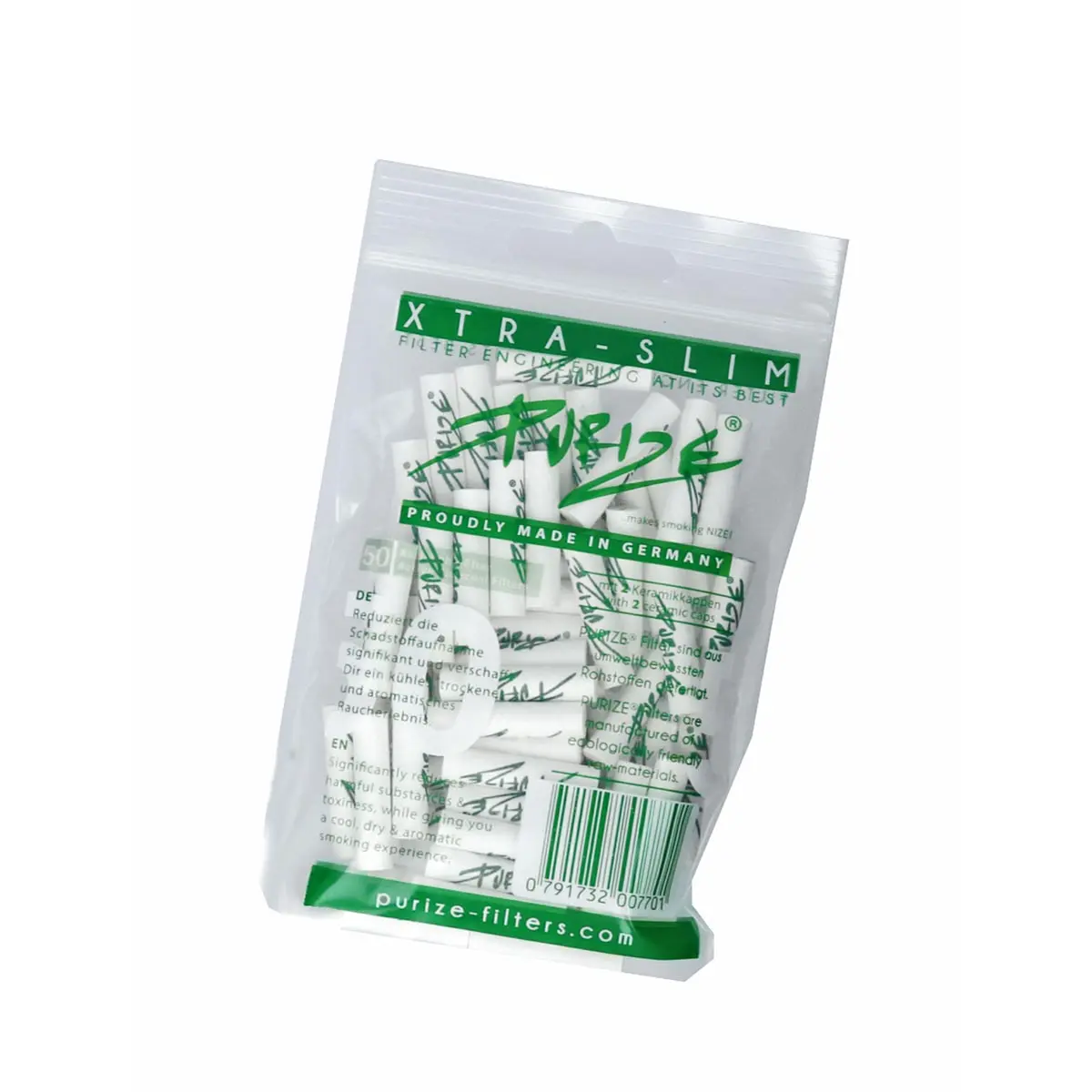 Filtro a carbone attivo PURIZE® - XTRA Slim Size Bianco 50pz