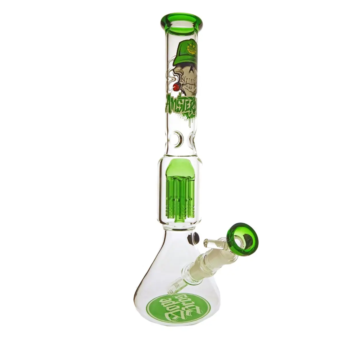 Amsterdam Skull Cone bong con percolatore 18,8 mm, 36cm - 6 braccia, verde