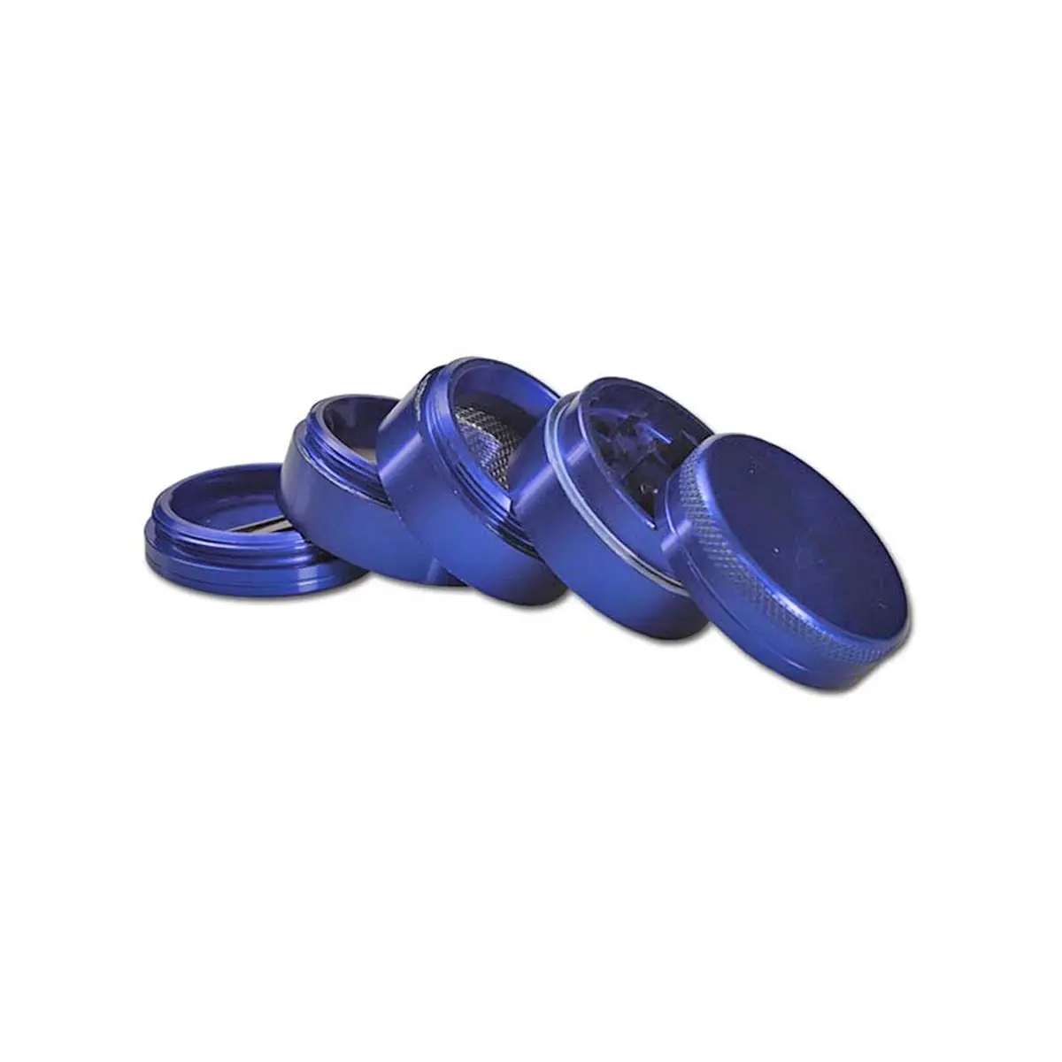 Grinder in alluminio 5 pezzi con doppio setaccio blu
