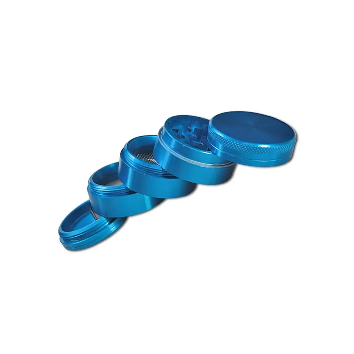 Grinder in alluminio 5 pezzi con doppio setaccio turchese