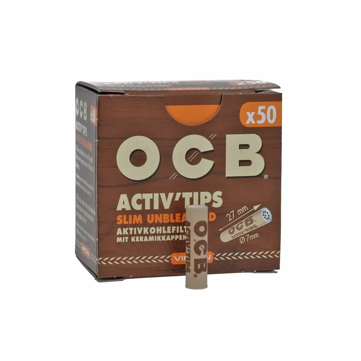 OCB Activ' Tips Slim Unbleached 7mm - 50pcs