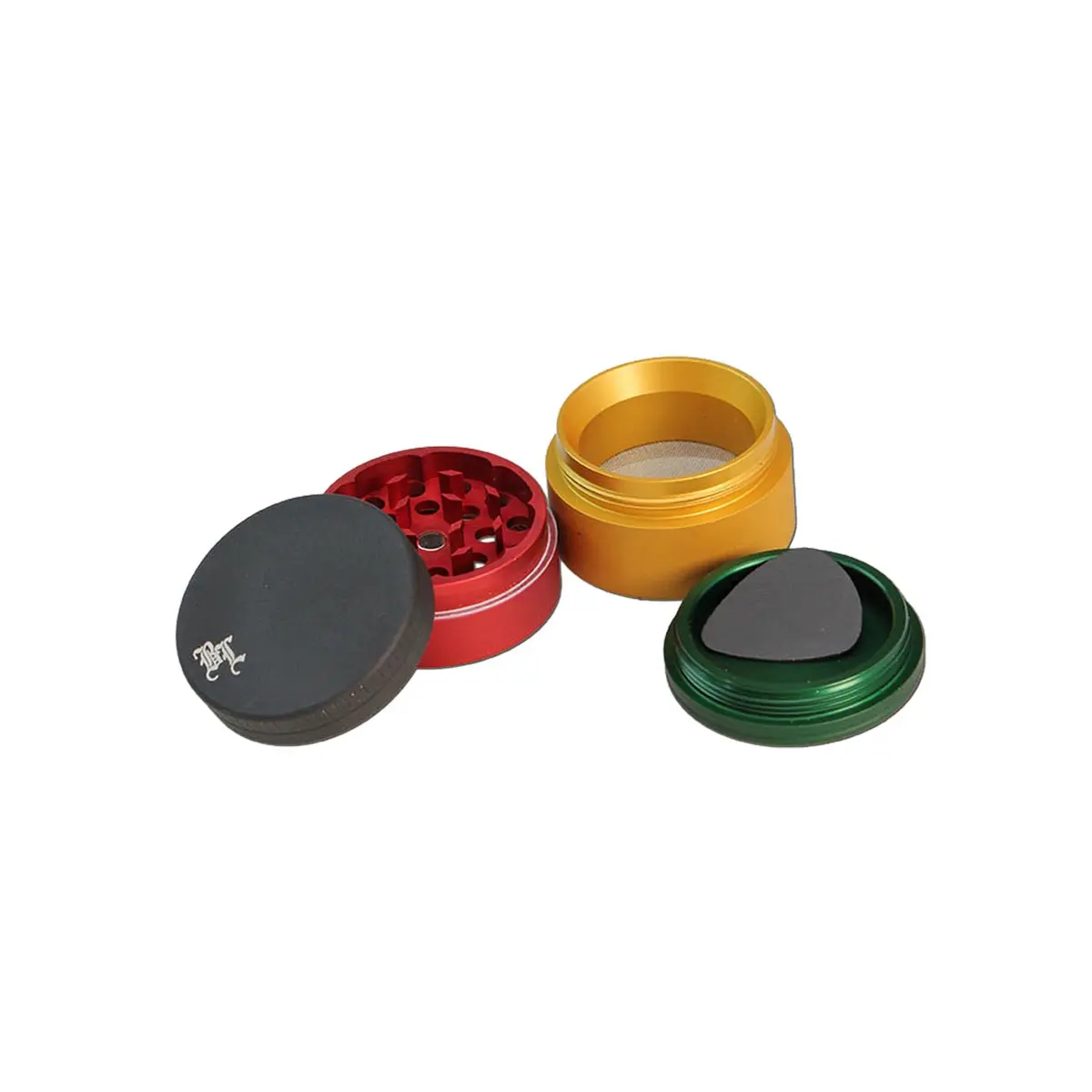 Black Leaf Aluminium Grinder 4 parti opache - rasta