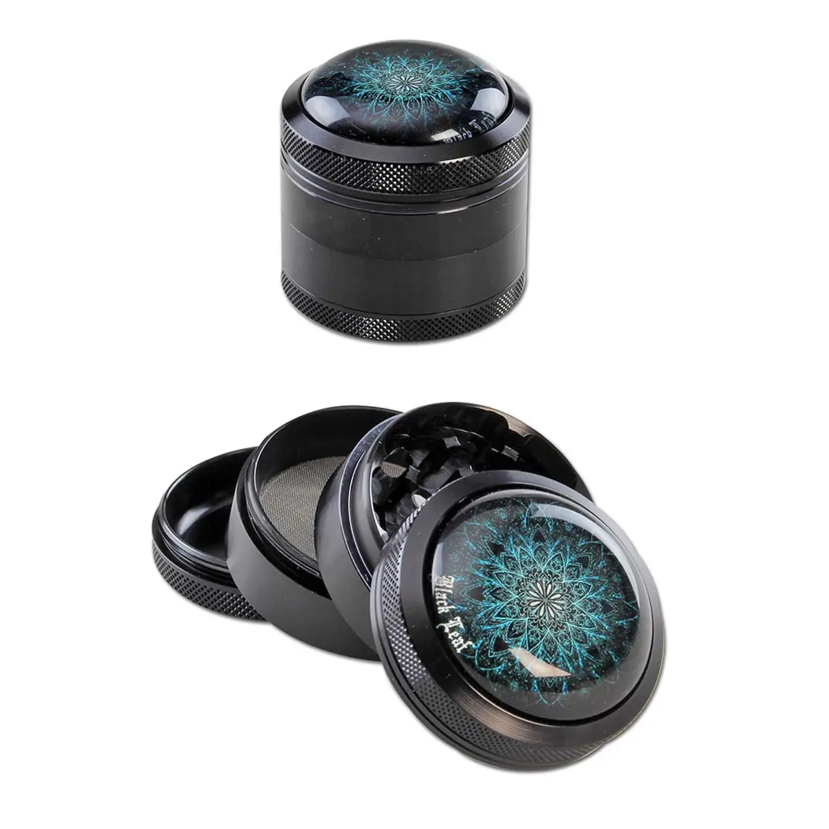 Black Leaf Mandala Grinder 50mm nero