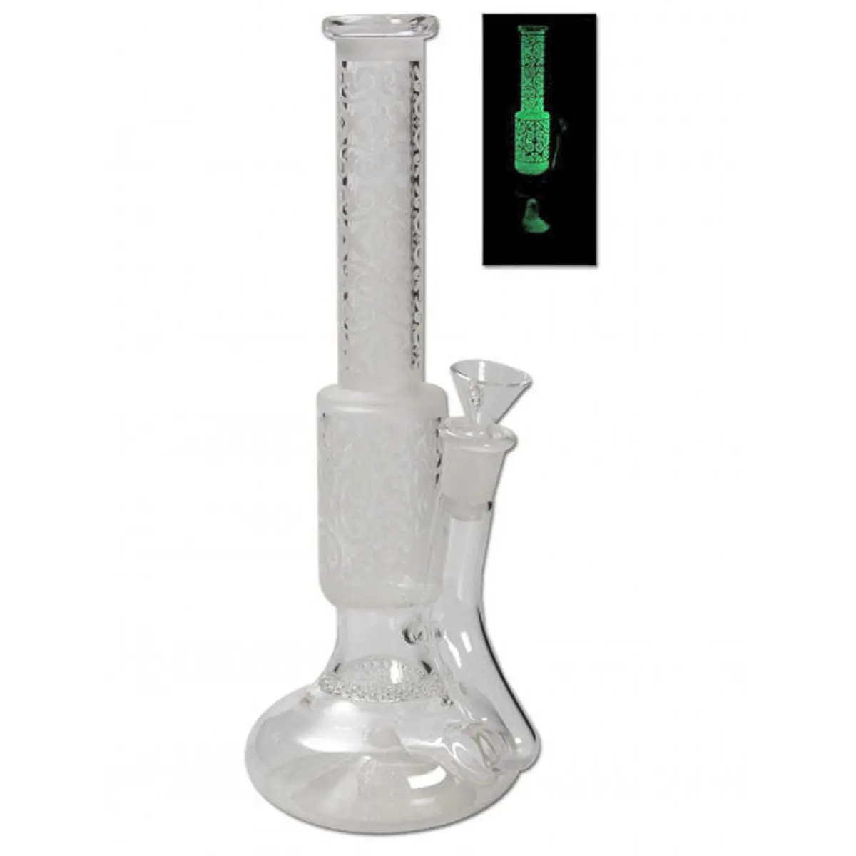 Bong in vetro HoneyComb Glow in the Dark verde