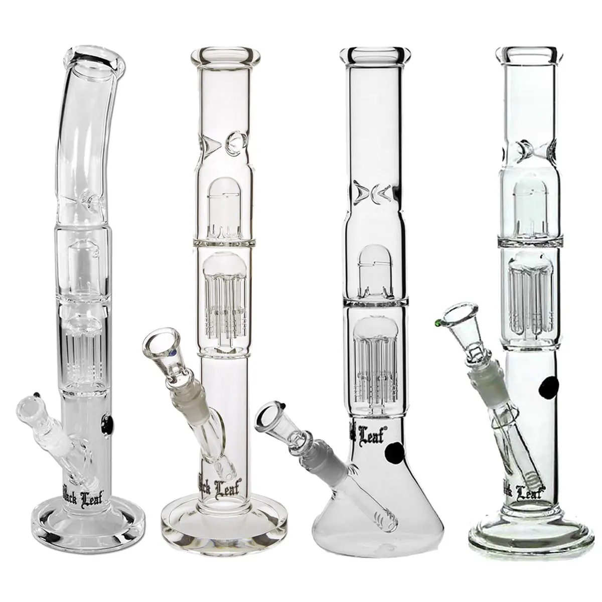 Black Leaf Perc bong in vetro con Splashguard