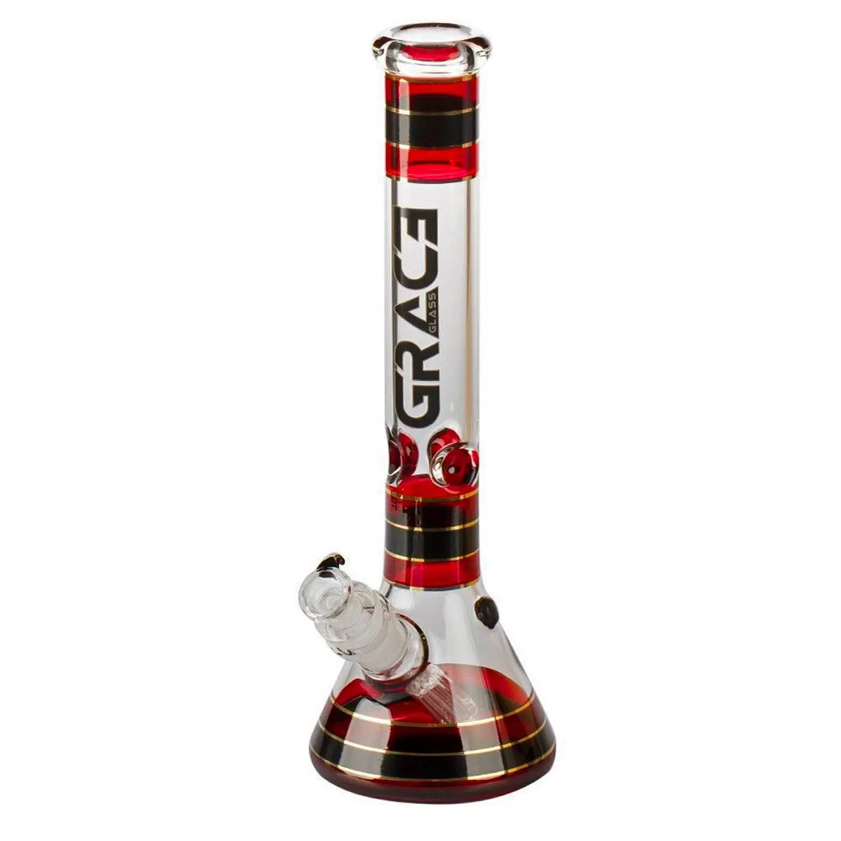 Grace Glass Bong 'Striped Series' - rosso