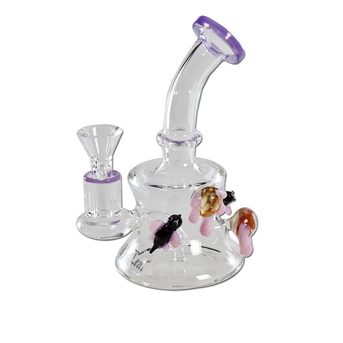 Bong di vetro 'Black Leaf'  per erbe e olio - Bees