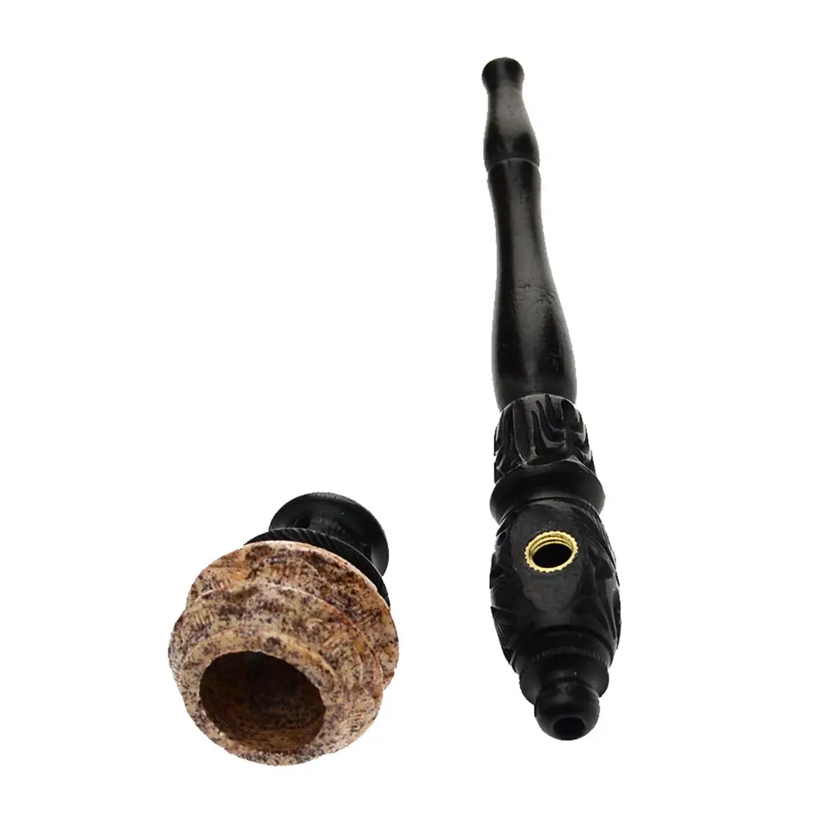 Pipa di legno con braciere di pietra ollare - 15,5cm