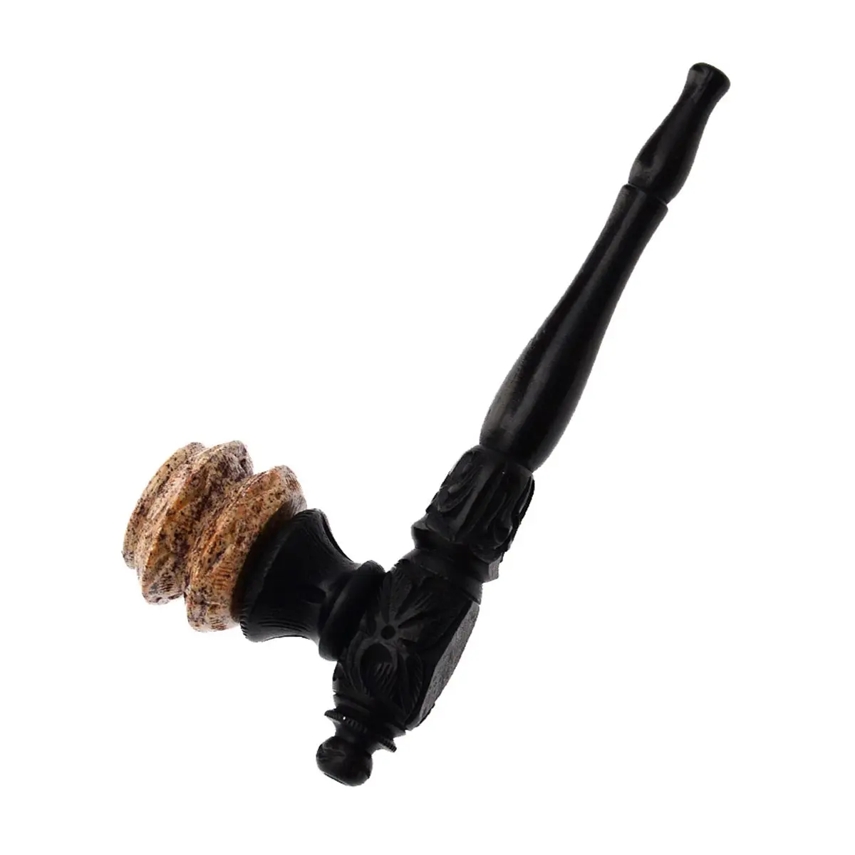 Pipa di legno con braciere di pietra ollare - 15,5cm