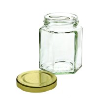 Vetro esagonale, 196 ml con tappo a vite oro