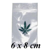 bustine con zip con foglia di canapa 6x8cm 100x