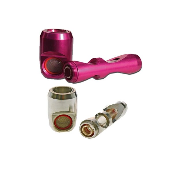 Pipa Hammer Pipe in metallo con inserto in vetro