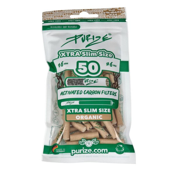 Filtro a carbone attivo PURIZE® - XTRA Slim Size Organic 50pz