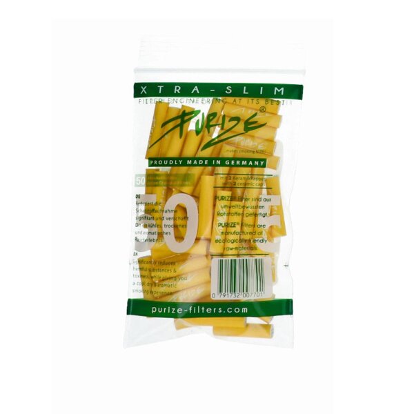 Filtro a carbone attivo PURIZE® - XTRA Slim Size Giallo 50pz
