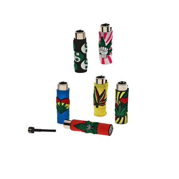 Accendino Clipper con coperchio in silicone - Hemp Leaf