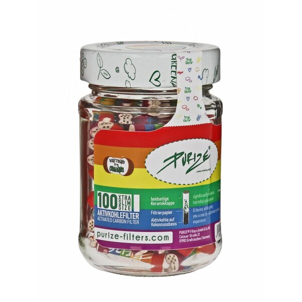 Filtro a carbone attivo PURIZE® - XTRA Slim Size 100pz - Rainbow