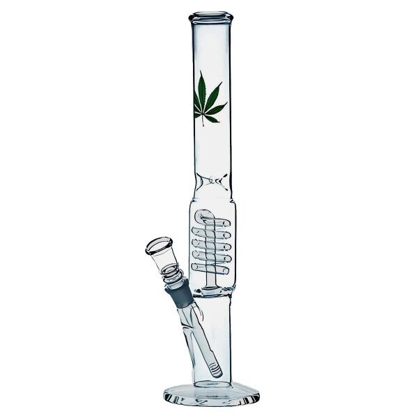 Bong a percolatore Foglia di Weed con scomparto per ghiaccio 40 cm