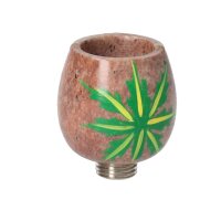 Testa di bong in pietra a forma di foglia di canapa
