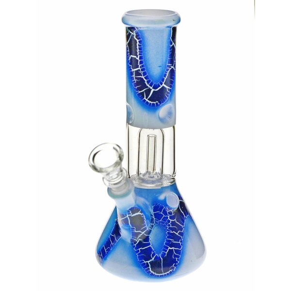 Bong Foglia di vetro nero con Percolatore a cupola "Snake" Blu
