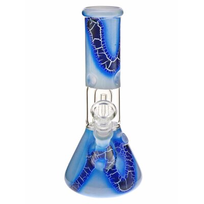 Bong Foglia di vetro nero con Percolatore a cupola "Snake" Blu