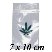 bustine con zip con foglia di canapa 7x10cm 100x